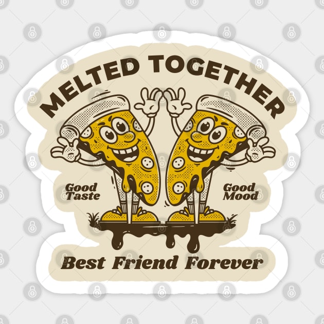 Melted together pizza Sticker by adipra std